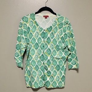 Sold - Merona Green Ikat Print Cardigan